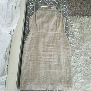 ❤ Ann Taylor LOFT beaded embellished linen dress